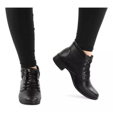 Imagem de Bota Feminina Cano Curto Casual Trabalho Coturno Dia a Dia inverno Mod