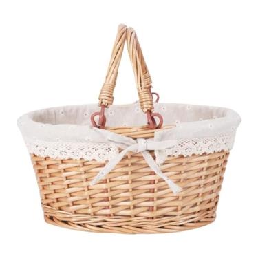 Imagem de IEUDNS Cesto de com cesta de vime de vime rattan prático tecido de servir cesta para a de casamentos na fazenda, Branco