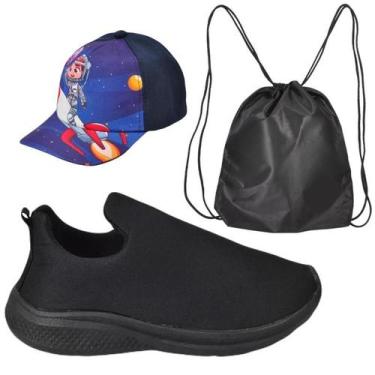 Imagem de Tênis Infantil Masculino Calce Fácil Escolar Menino Personagem +Boné+M