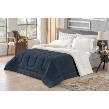 Imagem de Coberdrom Edredom Pele De Carneiro Queen 2,20x2,40m Azul Marinho