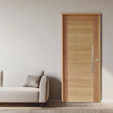 Imagem de Porta Roma Mista Batente 14 Puxador Barra Chata 60cm 82 X 210 Esquerdo Natural