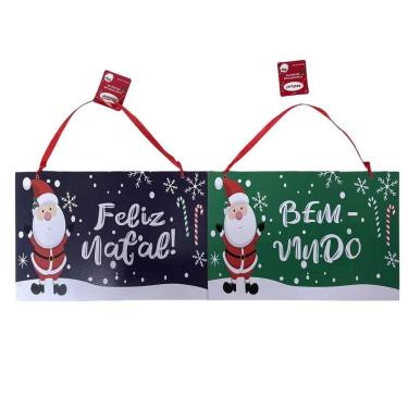 Imagem de Placa Decorativa Bem Vindo/Feliz Natal 30cm - Festive
