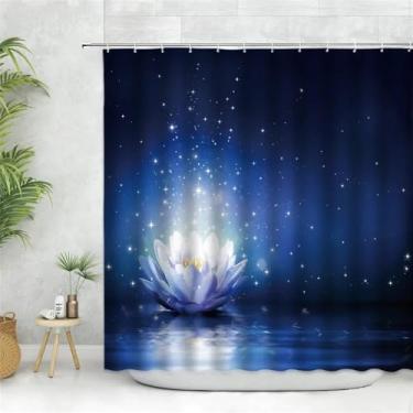 Imagem de Cortina de chuveiro floral com padrão de pétalas, tecido de poliéster, conjunto de decoração de banheiro com ganchos, cinza claro, prata, 7473G, 240 x 180 cm, 94 x 70 pol.