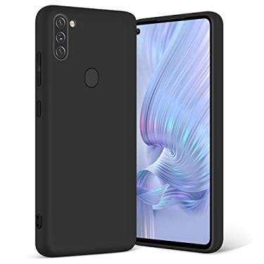 Imagem de Boaixiaen Capa para Samsung Galaxy A11, silicone líquido, fina, macia, TPU (poliuretano termoplástico), proteção total, à prova de choque, capa de telefone para Galaxy A11 de 6,5 polegadas (preta)