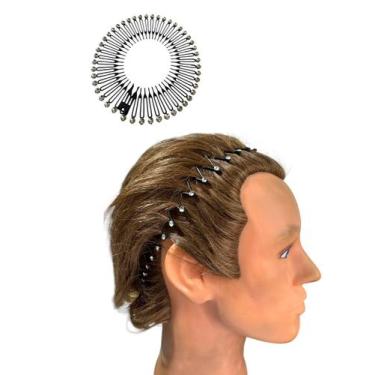 Imagem de 1 Tiara Bell presilha 12cm Preta c/ Pérola Prendedor Cabelo - Genérica