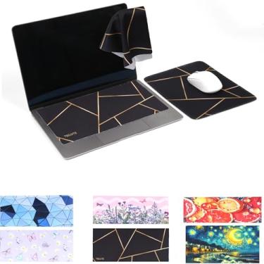 Imagem de Tscuite Conjunto de mouse pad 3 em 1 para viagem, multifuncional, proteção de teclado, pano de óculos de limpeza de tela (preto)