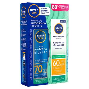 Imagem de Kit Nivea Sun Protetor Solar Protect & Hidrata FPS 70 200ml e Ganhe 80% de Desconto no Protetor Beauty Expert FPS 60 50g