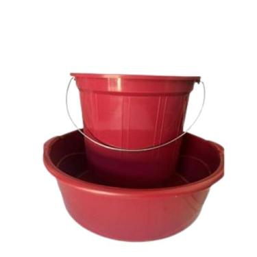 Imagem de Kit balde e bacia vermelho plastico resistente - GUIMARAES