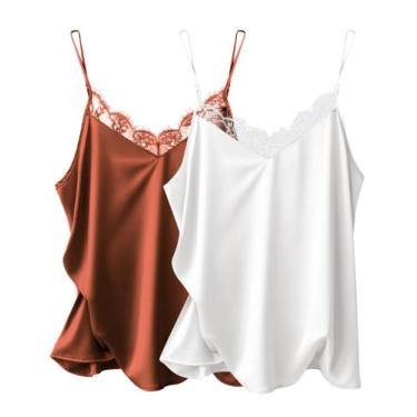 Imagem de Camisola Ekouaer, seda, cetim, renda, alça ajustável, feminina