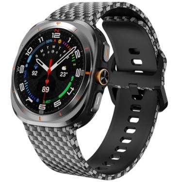 Imagem de SPINYE Pulseiras de relógio compatíveis com Samsung Galaxy Watch Ultra de 47 mm 2025/2024, estampa macia sem lacunas para Samsung Galaxy Watch Ultra 2/Ultra de 47 mm, fibra de carbono