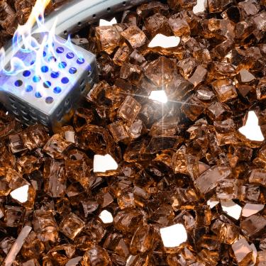 Imagem de NUPICK Vidro de fogo de 2,3 kg, vidro refletivo de 1/2 polegada, pedra de vidro de fogueira temperado para propano ou gás natural, pedras de vidro para mesa de fogueira, vidro de lareira para