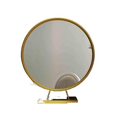 Imagem de AKALNNB Espelho de maquiagem europeu redondo de um lado para mesa, quarto, mesa, princesa, vestir, beleza, espelho