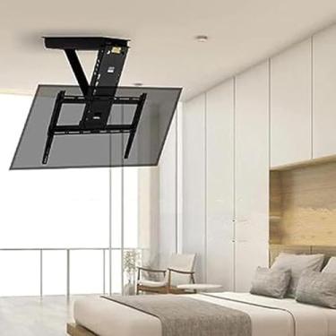 Imagem de CUTPOIY Suporte de parede para TV de teto elétrico, suporte de TV motorizado, suporte de TV/monitor flip down 0-85° para TVs de 32 a 65 polegadas para TVs de 26 a 70 polegadas