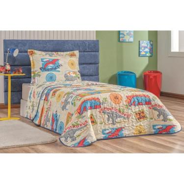 Imagem de Roupa Cama Infantil Menino Menina Micro Percal 200 Fios Dino