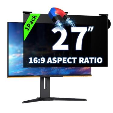 Imagem de Tela magnética de privacidade para computador suspensa de 27 polegadas para monitor widescreen 16:9, tela de privacidade removível, luz azul antirreflexo, protetor de tela de computador, película