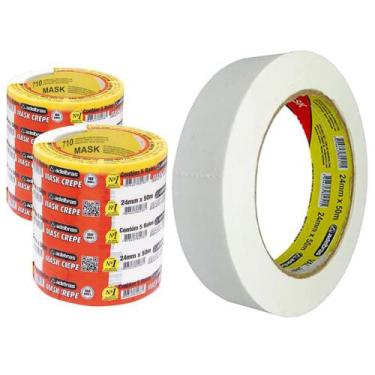 Imagem de Kit 10 Rolos De Fita Crepe 24mm x 50m Adelbras Mask 710 Médio Pintura 