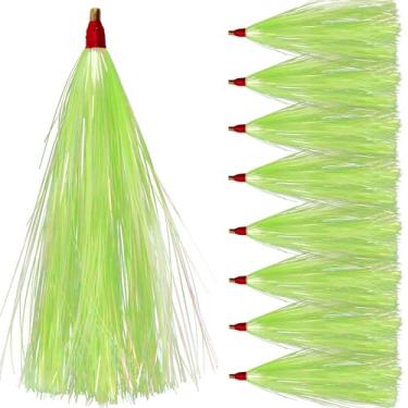 Imagem de Cauda de pesca Mylar Flash Teaser - 9 pçs/18 peças de pesca Bucktail Teaser de pesca para plataforma de linguado em água salgada 3 cores (9 peças verde)