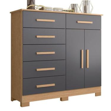 Imagem de Cômoda Xangai com 6 Gavetas Albatroz, Freijó/ Titanium