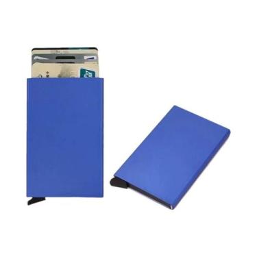 Imagem de Carteira Minimalista de Metal RFID para Homens - Porta Cartões Fino e 
