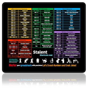 Imagem de Mouse pad para Excel/Word/PowerPoint/Windows Shortcuts – Small Excel Cheat Sheet Desk Pad |30 cm x 24,9 cm | Tapete de computador de superfície antiderrapante à prova de derramamento | Presente de
