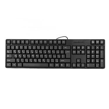 Imagem de Teclado árabe com fio USB, teclado ultrafino de tamanho completo de 104 teclas com teclado numérico para computador de mesa, laptop, preto