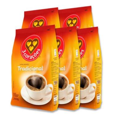 Imagem de Café Três Corações Tradicional Moído Kit 5 Pacotes 250g