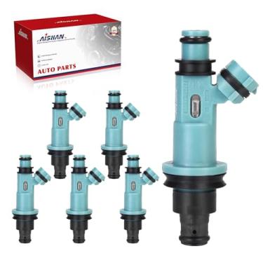 Imagem de AISHAN 6 peças de injetores de combustível, 2 furos, compatíveis com IS300 2001-2005, SC300 1998-2000, GS300 1998 1999 2000 2001 2002 2003 2004 2005, para Toyota Supra 19988 L6 3 Substituição .0L