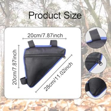 Imagem de Vaveren Bolsa de armazenamento para quadro de bicicleta, bolsa para tubo dianteiro de bicicleta, à prova d'água, acessórios, triangular para bicicletas de, Preto Azul