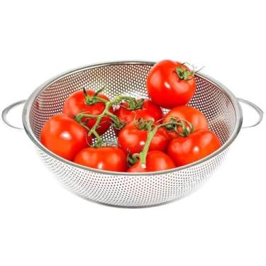 Imagem de Escorredor de Macarrão e Legumes Multiuso Inox com Alça 22cm
