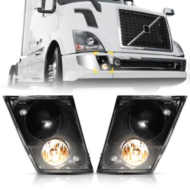 Imagem de Unitedlu Conjunto de pares de lâmpadas de neblina compatível com caminhão Volvo VNL 2004-2014 passageiro direito lado esquerdo do motorista, conjunto de luz de neblina de substituição (preto, uma luz)