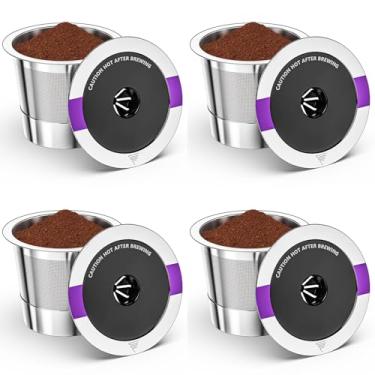 Imagem de Cápsulas de café reutilizáveis universais, adequadas para xícaras K, aço inoxidável reutilizável compatível com máquinas de café keurig 1.0 e 2.0 recarregáveis (4)