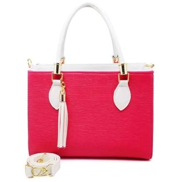 Imagem de Kit bolsa + carteira Tradicional Moderna Transversal Feminina (PINK/BRANCO,M)