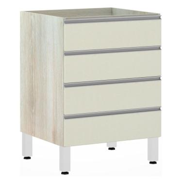 Imagem de Balcão Sem Tampo Gaveteiro 60cm Lis Legno Crem e Kashmir