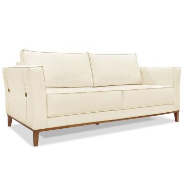 Imagem de Sofá Living 2 Lugares 1,70M Vega Linho Pés Castanho Bege