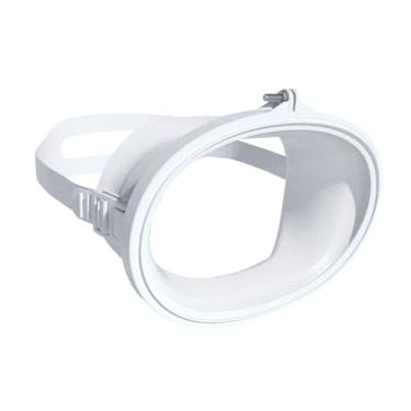 Imagem de simhoa Óculos de mergulho com snorkel, máscara de mergulho antiembaçante, alto volume e compacto profissional para livre, óculos de ângulo amplo, lente única, Moldura Pp Branca