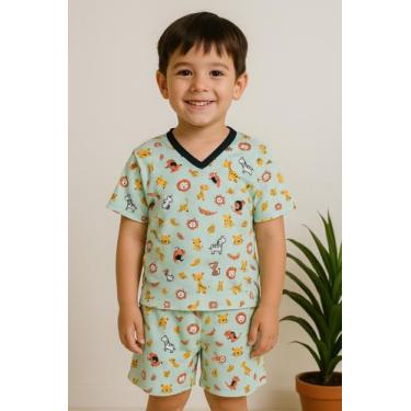 Imagem de Pijama Infantil Menino Manga curta e short Estampado dinossauro - PIJA
