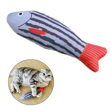 Imagem de 1 Peixe De Pelúcia Brinquedo Interativo Para Gatos Com Sininho - Pelúc