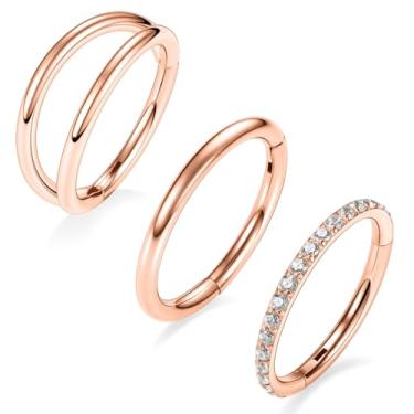 Imagem de AROWRO Piercing de concha, joia de septo, anel de nariz, argola 20G, 18G, 16G, 14G, 12G, 10G, 316L, anel de segmento articulado, argola hélice daith torre, tragus, cartilagem, piercing de cartilagem