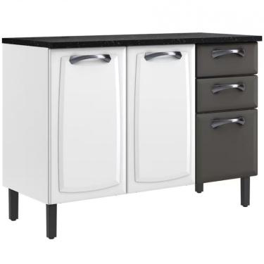 Imagem de Balcão Triplo Itatiaia New Premium Com 3 Portas 2 Gavetas E 3 Prateleiras Branco Com Grafite