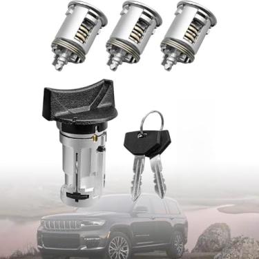 Imagem de Cilindro de bloqueio de interruptor de ignição e cilindros de fechadura de porta compatíveis com Jeep Wrangler Cherokee YJ Comanche Dodge B150 B250 B350 D150 D250 D350 OEM: 5161055AA 924-908 4720929K