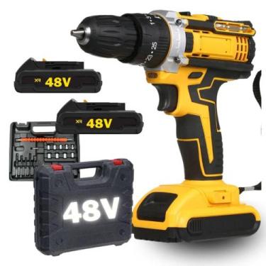 Imagem de Parafusadeira Furadeira De Impacto Profissional 48v 2 Baterias Com Mal