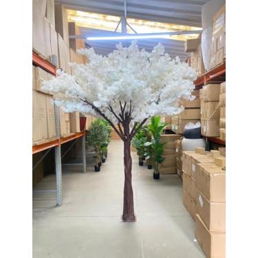 Imagem de Árvore Cerejeira Branca Artificial Realista Planta Com 3m, Plantas Artificiais para Ambientes Internos e Externos, Fácil Montagem, Decoração Elegante.
