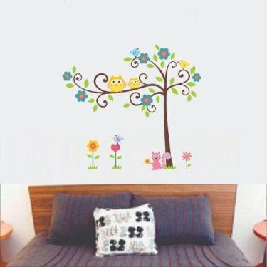 Imagem de Adesivo Decorativo De Parede - Árvores E Corujas Infantil - RA Persona