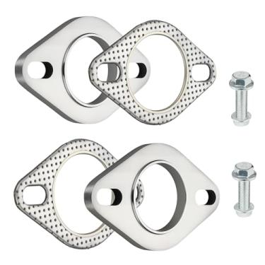 Imagem de EVIL ENERGY Kit de conexão de flange de escape de 2 parafusos, flange de escape de aço inoxidável e kit de vedação de escape com parafusos e porcas, kit de reparo de flange dividida (4,4 cm)
