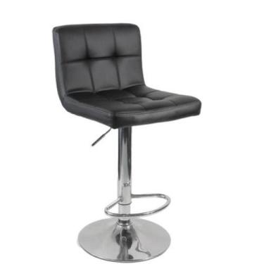 Imagem de Banqueta Estofada Gomos Confort Base Cromada Preta - B.Hoff Mobile