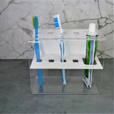 Imagem de Porta escovas quadrado de bancada em acrílico - Fábrica de Utilidades,
