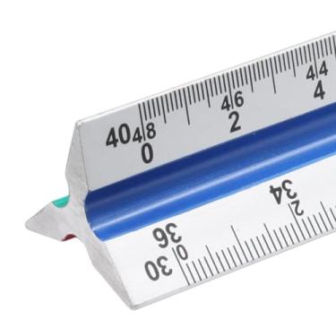 Imagem de Biaungdo Régua de escala de engenheiro, ferramenta de desenho triangular de alumínio sólido de 30,5 cm, régua gravada a laser para engenheiro civil, codificada por cores (1:10, 1:20, 1:30, 1:40, 1:50