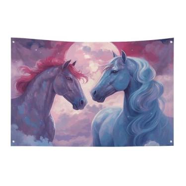 Imagem de Bandeira com estampa de cavalo 119 x 178 cm, sem desbotamento, bandeira de boas-vindas, jardim, quintal, bandeira, decoração de casa, decoração de casa