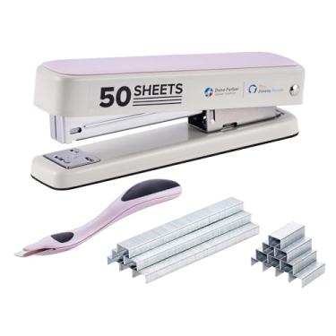 Imagem de Bostitch Grampeador de metal resistente Titan, capacidade para 50 folhas com 1250 grampos padrão e 500 grampos estendidos, removedor de grampos ergonômico, grampeador sem atolamento, grampeador de