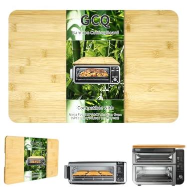 Imagem de GCQ Tábua de corte de bambu de 45 cm × 30 cm para forno inteligente Ninja Foodi SP101 SP201 SP301 SP351 DCT401 DCT402 forno de convecção com pés de silicone antiderrapante, 100% bambu orgânico